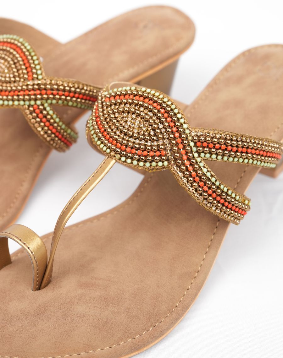 Midheel Sandal - Multi Beaded