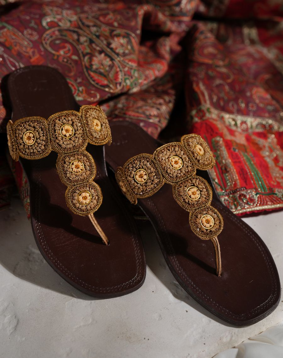 Kolhapuri flat - Square sequin upper
