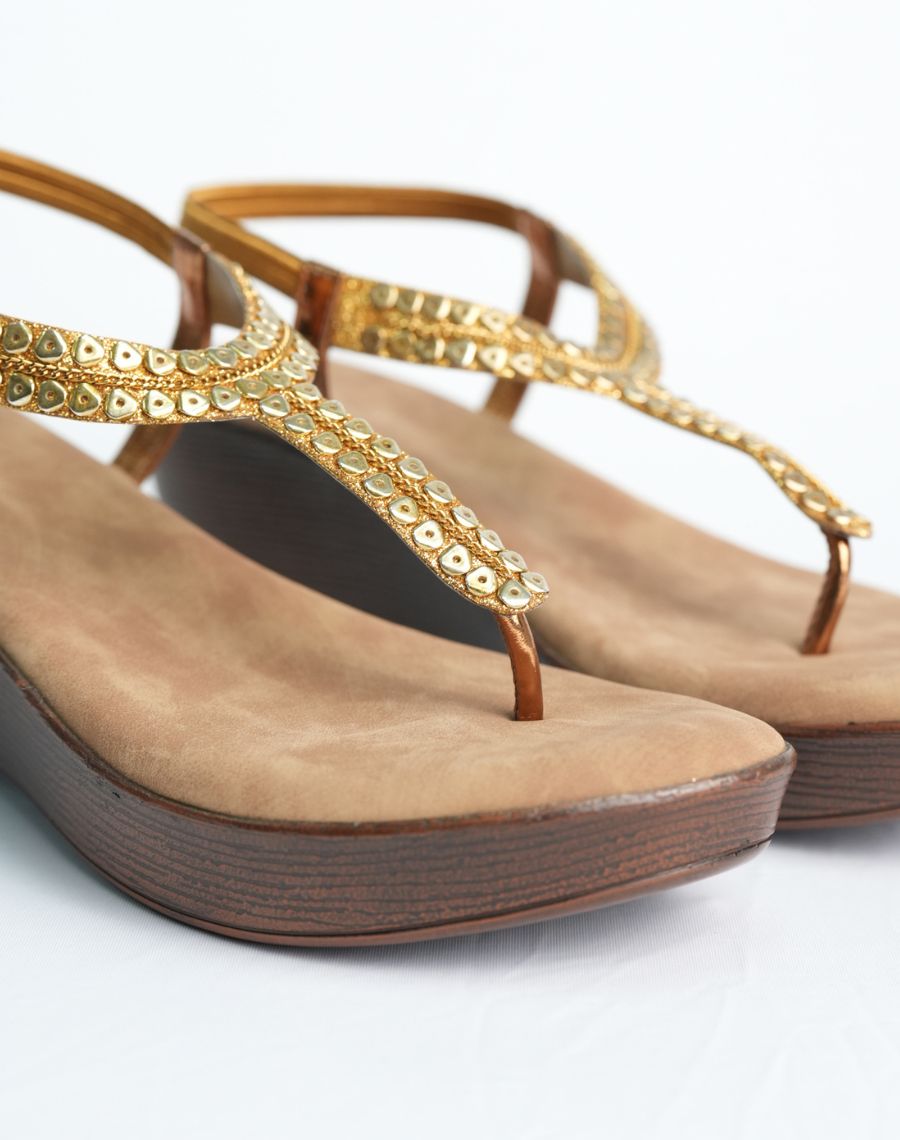 Mid Wedge Sandal - Studded - Backstrap