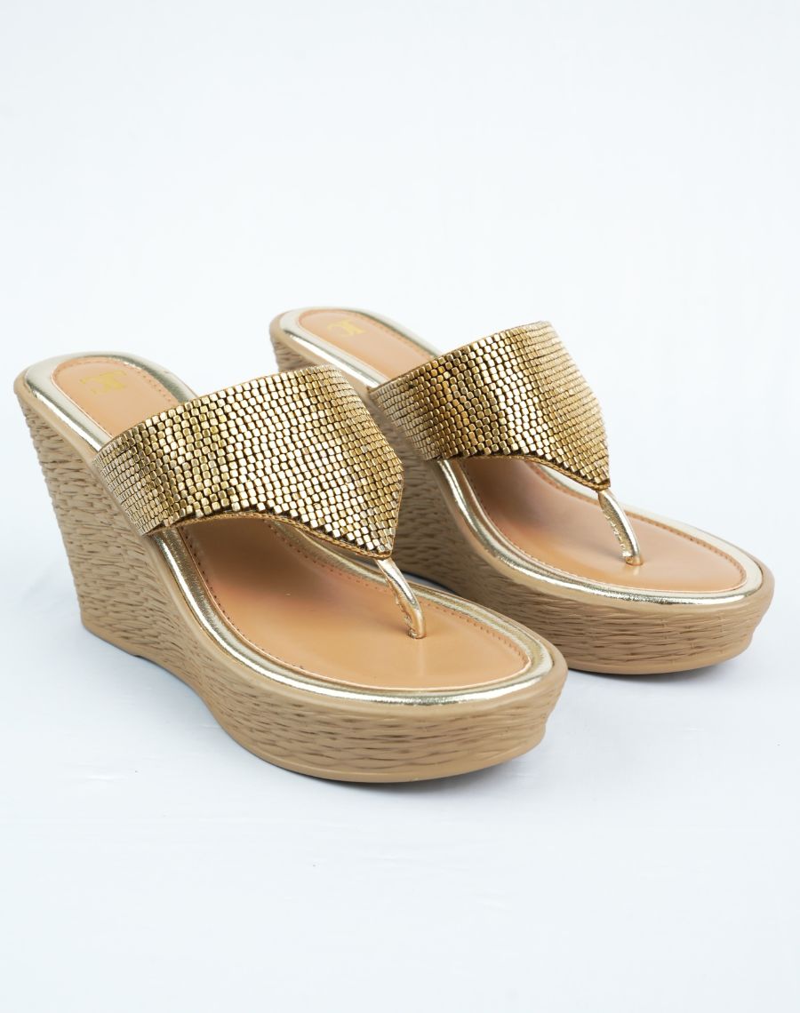 Mid Wedge Sandal - Beaded Upper