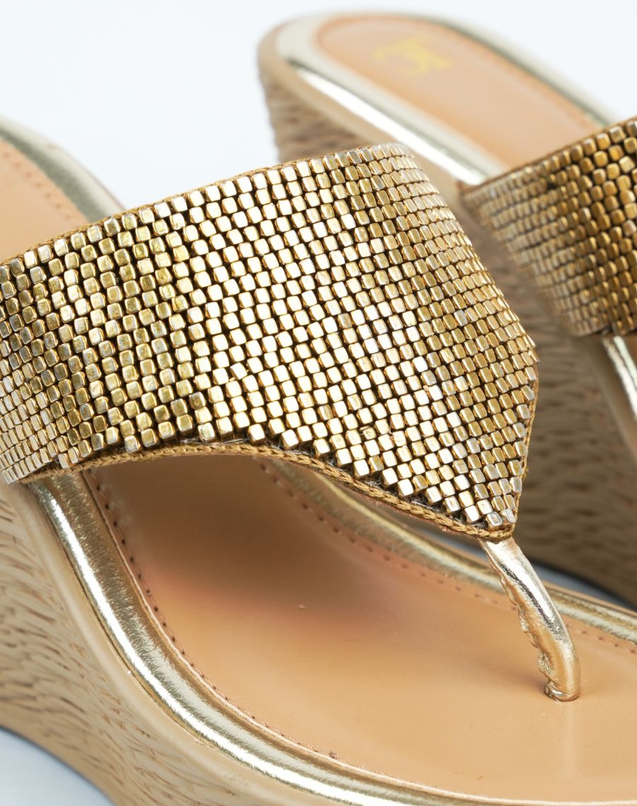 Mid Wedge Sandal - Beaded Upper