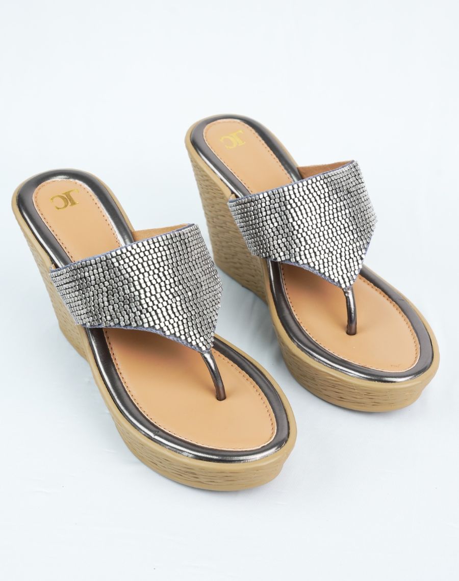 Mid Wedge Sandal - Beaded Upper