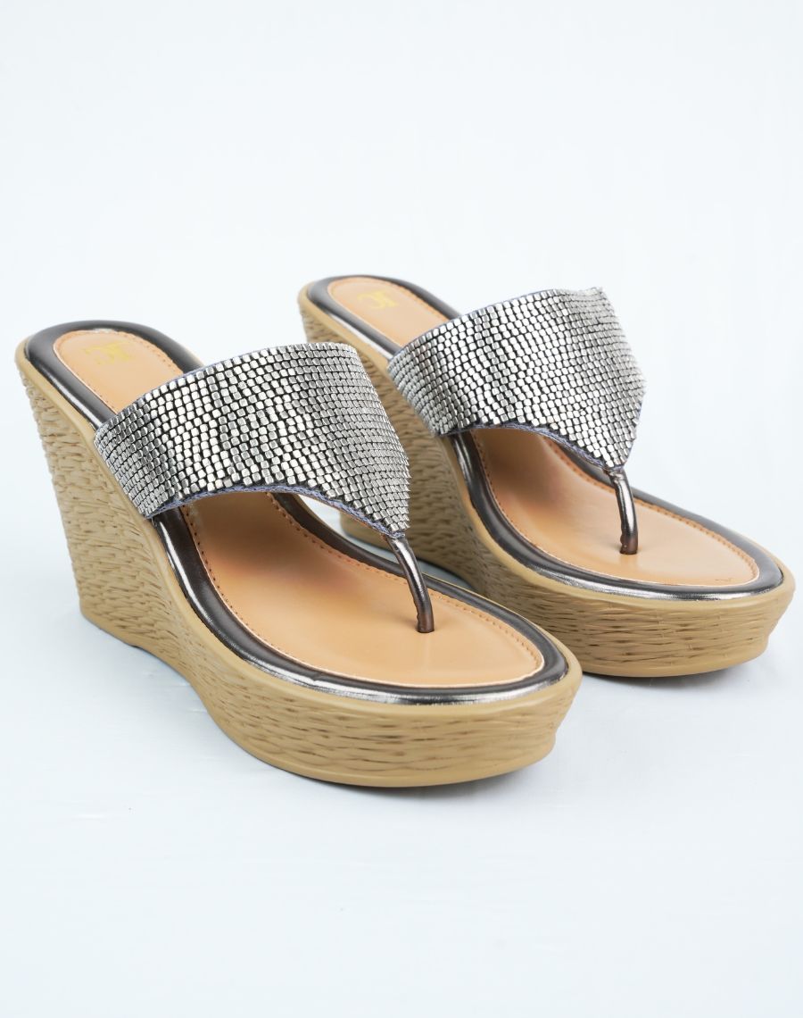 Mid Wedge Sandal - Beaded Upper