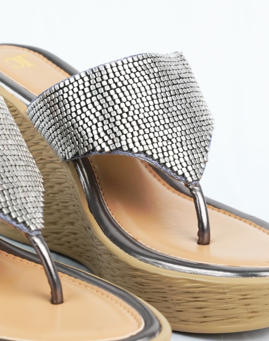 Mid Wedge Sandal - Beaded Upper