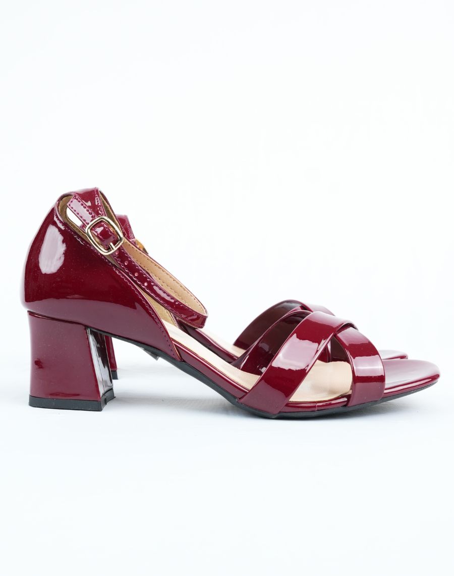 Mid Heel Sandal - Backstrap - Red