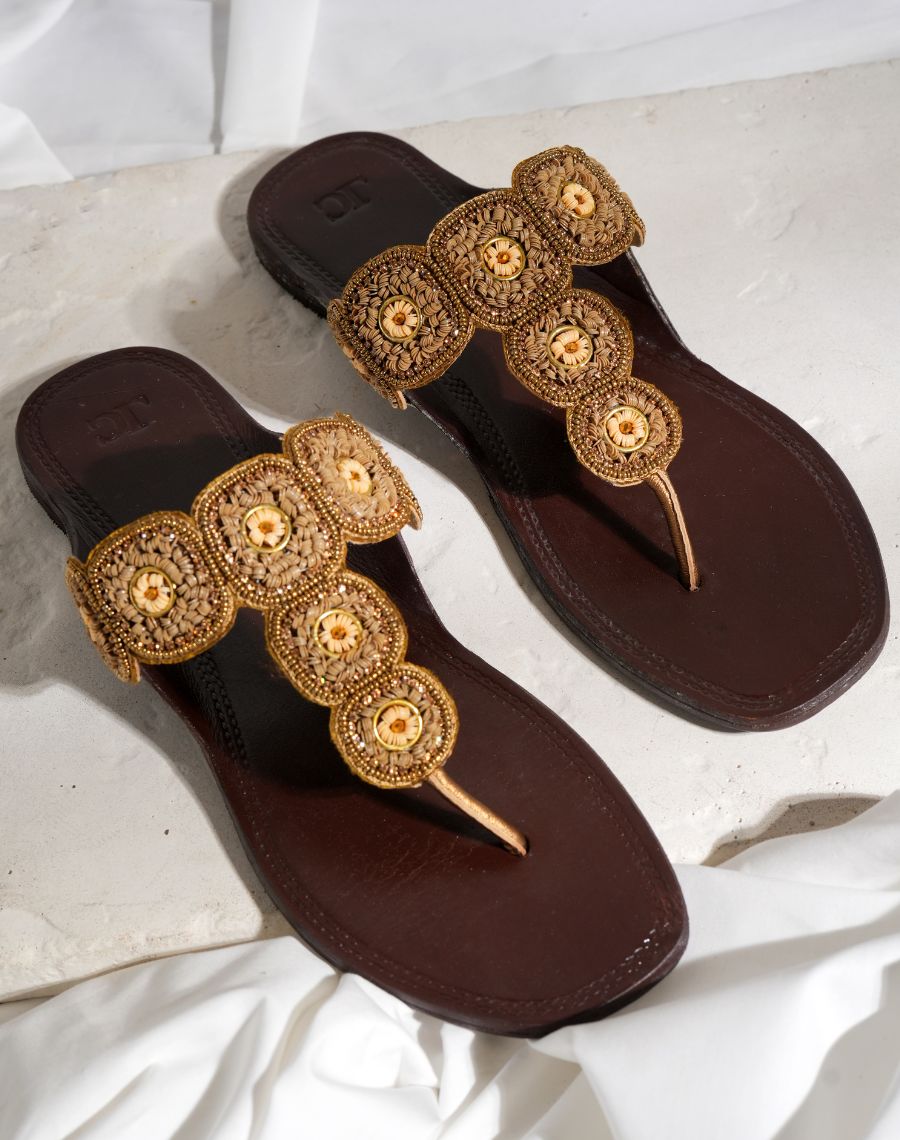 Kolhapuri flat - Square sequin upper