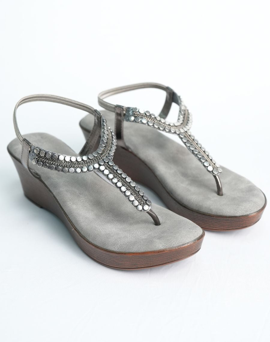 Mid Wedge Sandal - Studded - Backstrap