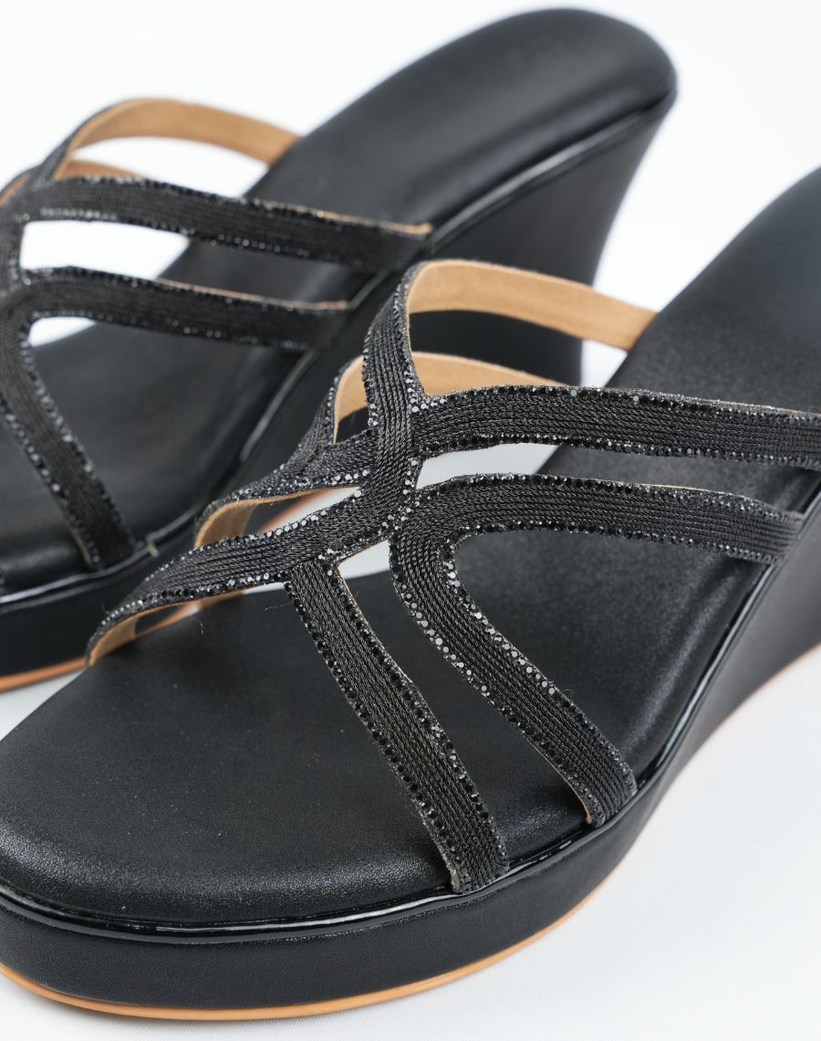 High Wedge Sandal - Cross Tape