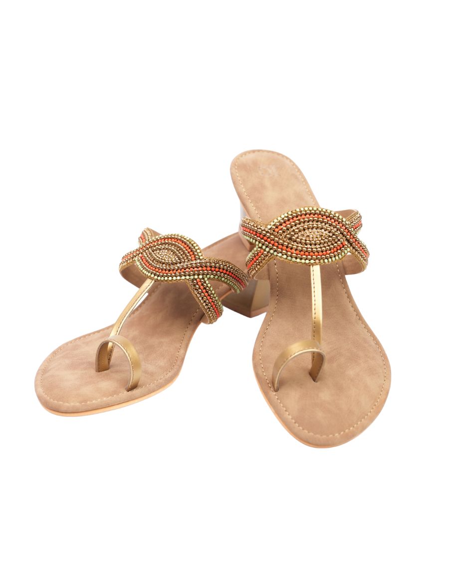 Midheel Sandal - Multi Beaded
