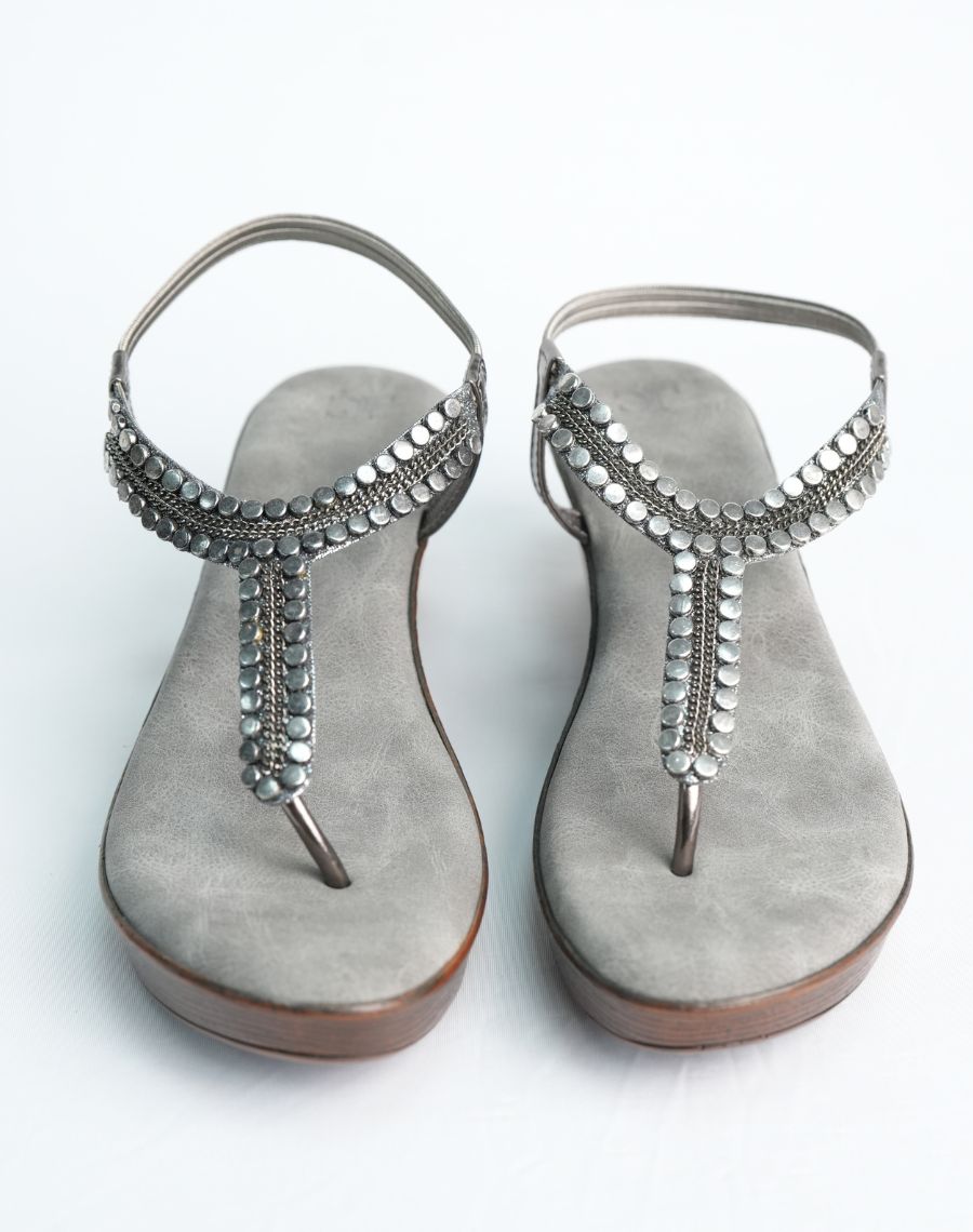 Mid Wedge Sandal - Studded - Backstrap