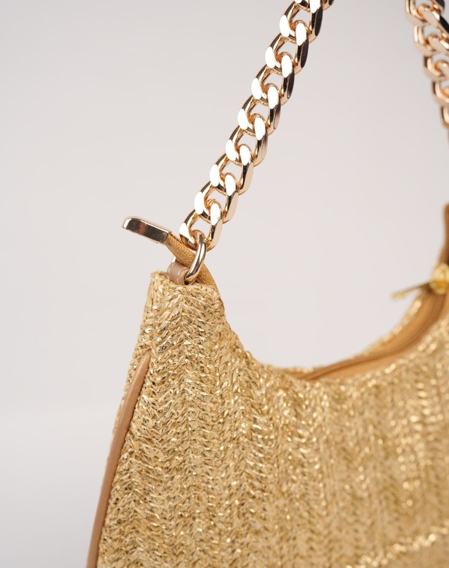 Raffia Chain Clutch