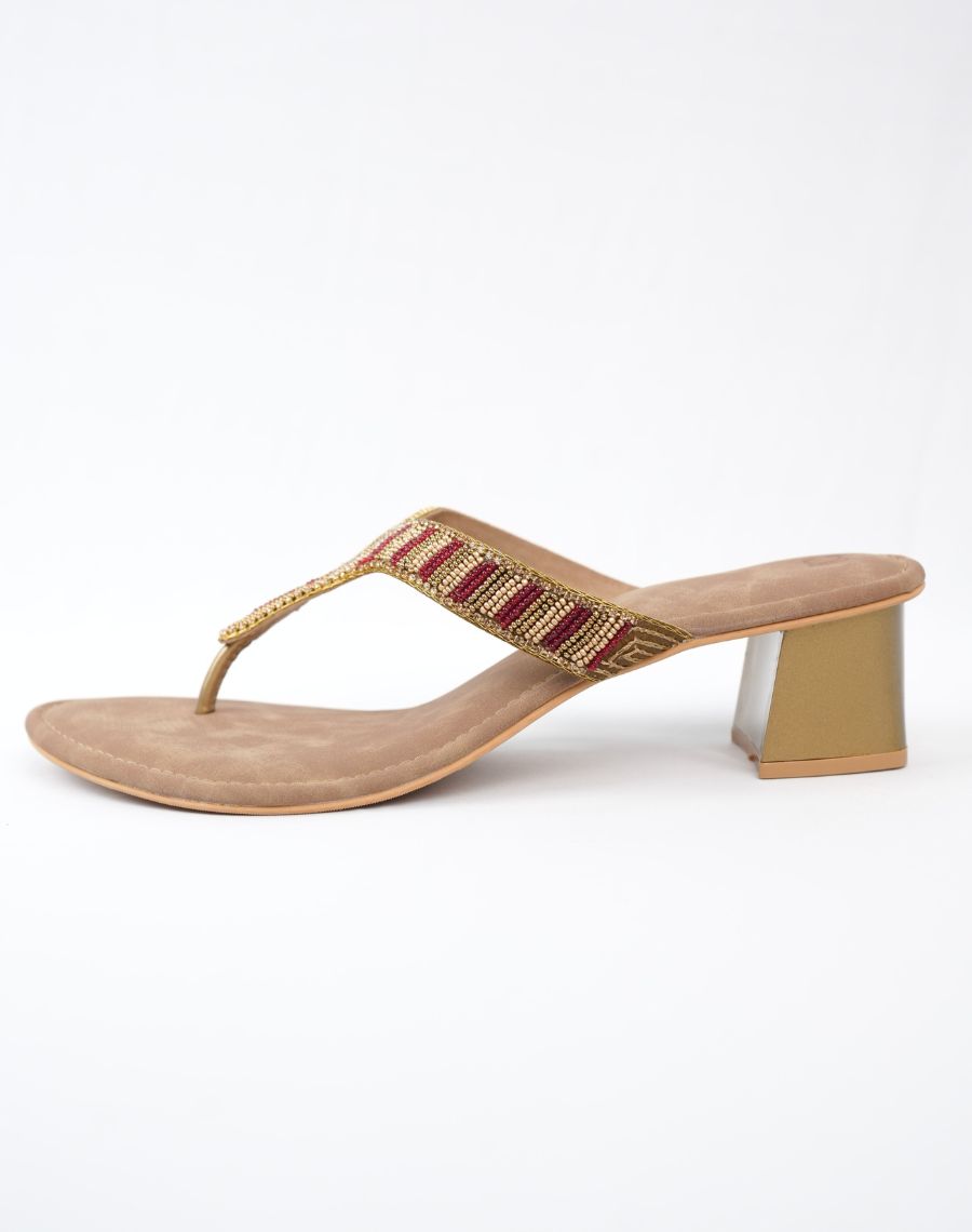 Mid Heel Sandal - Red & Black mix