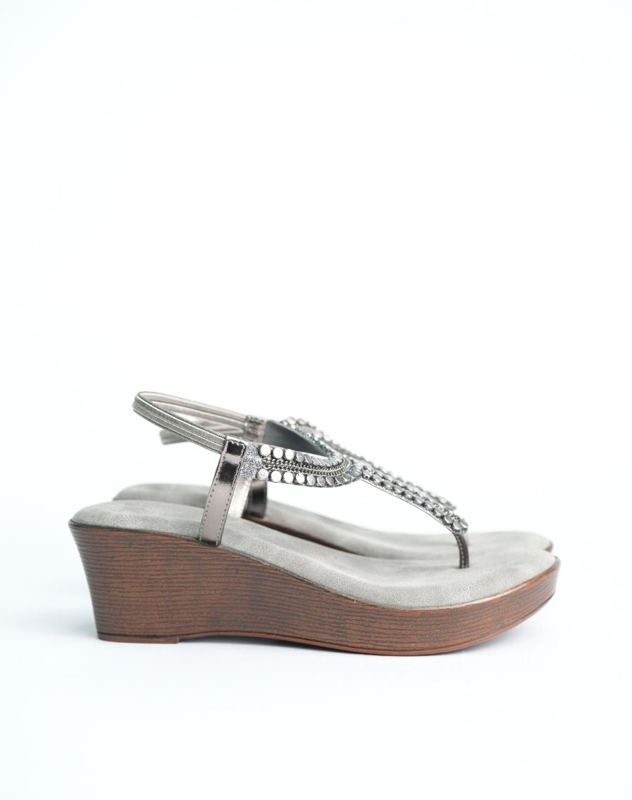 Mid Wedge Sandal - Studded - Backstrap