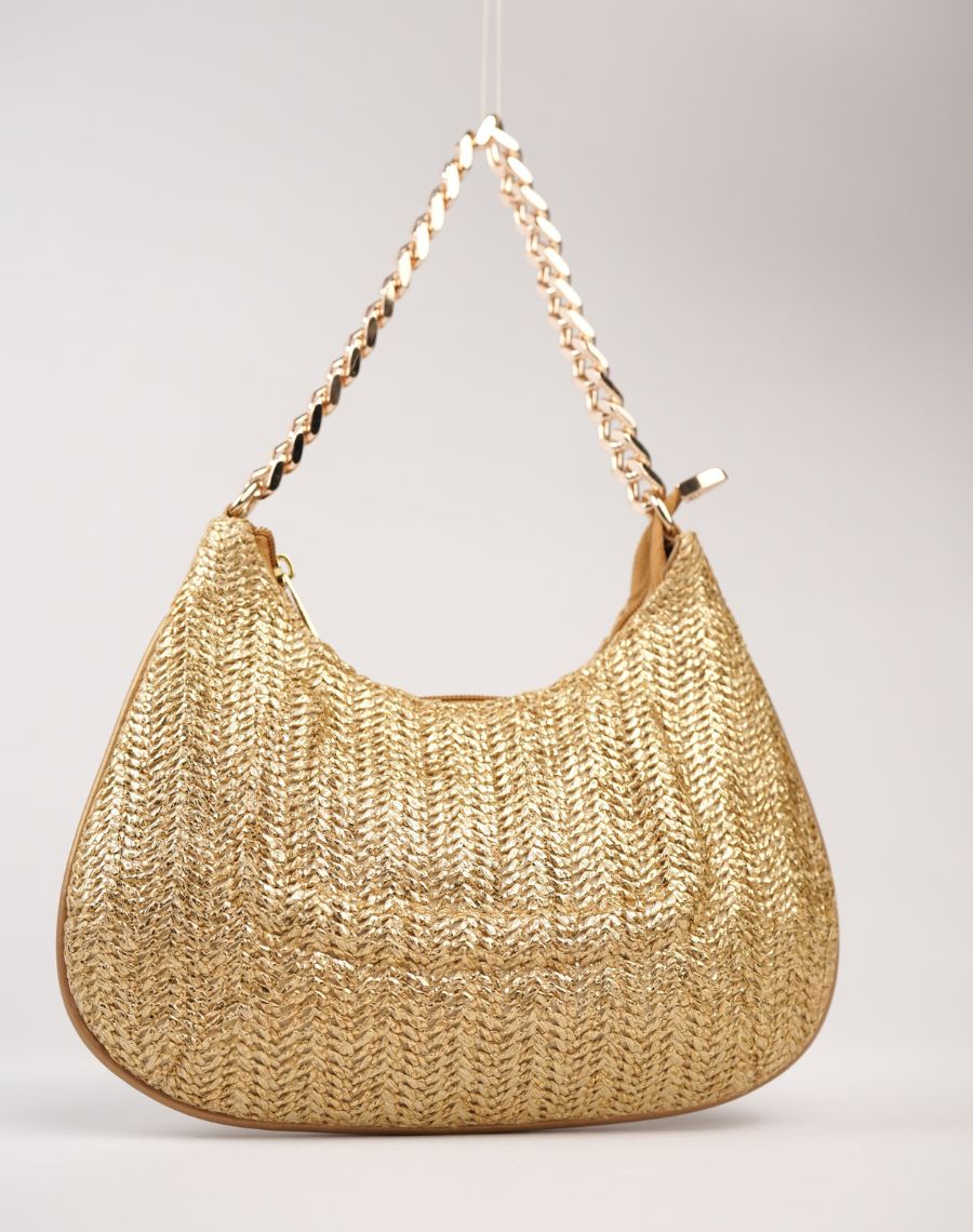 Raffia Chain Clutch