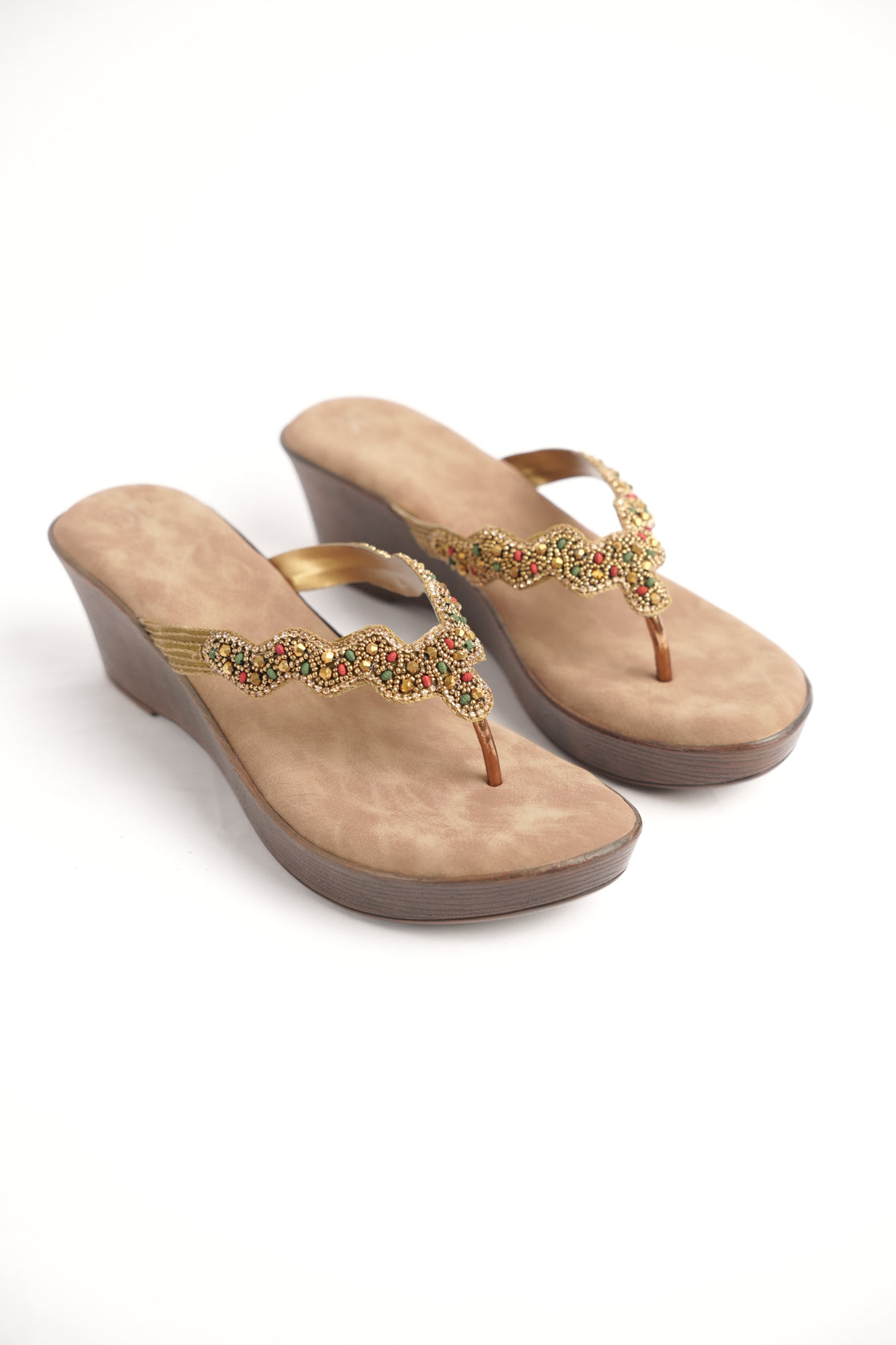 Beaded Wedge Sandal