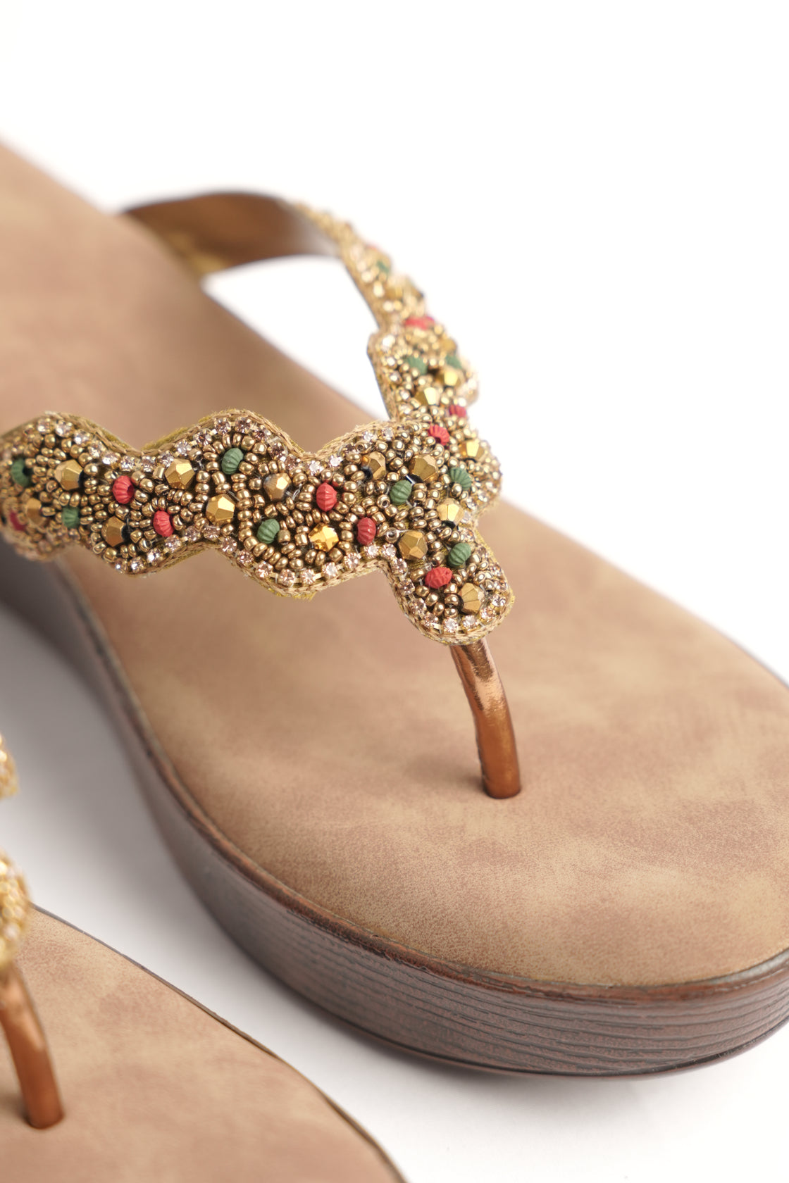 Beaded Wedge Sandal