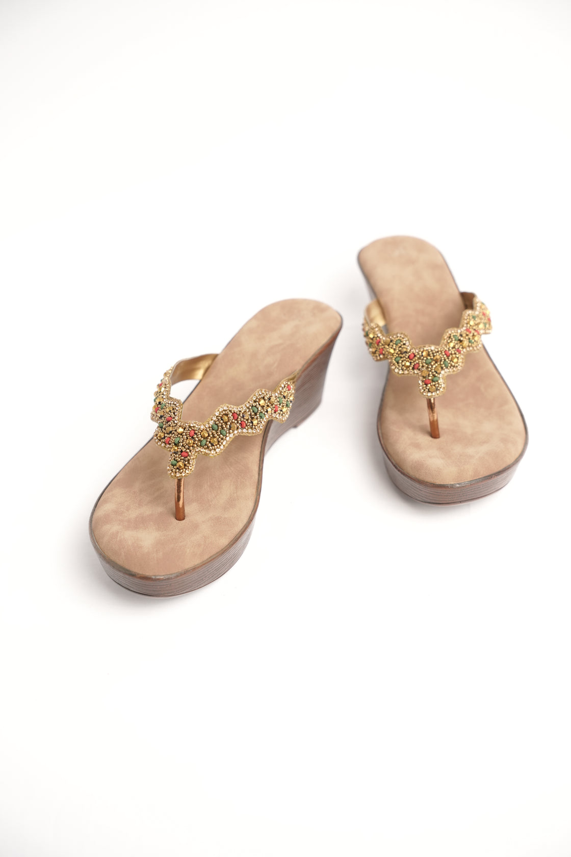 Beaded Wedge Sandal