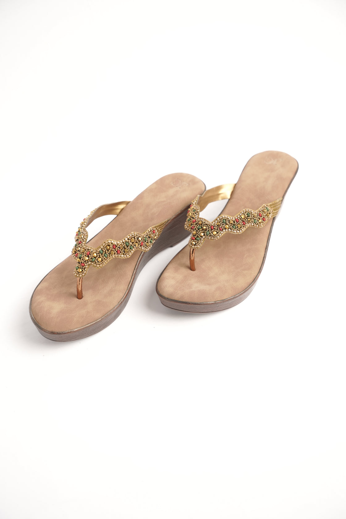 Beaded Wedge Sandal
