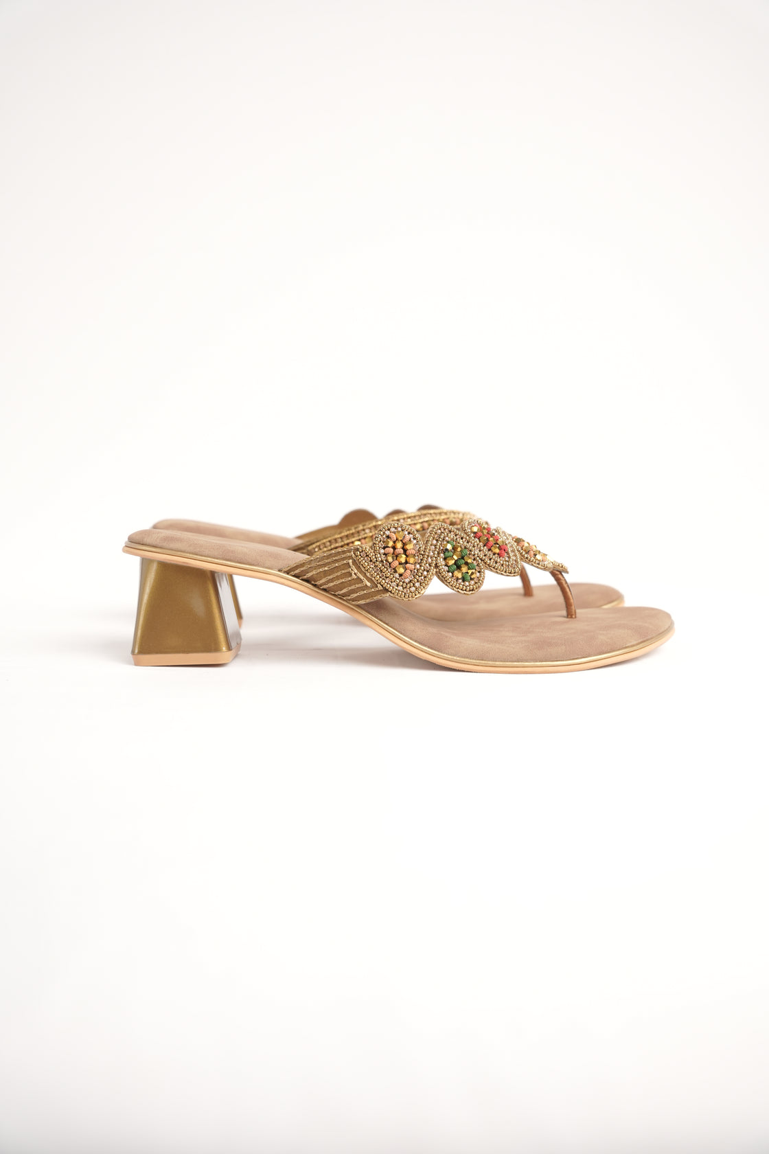 Beaded Block Heel Sandal