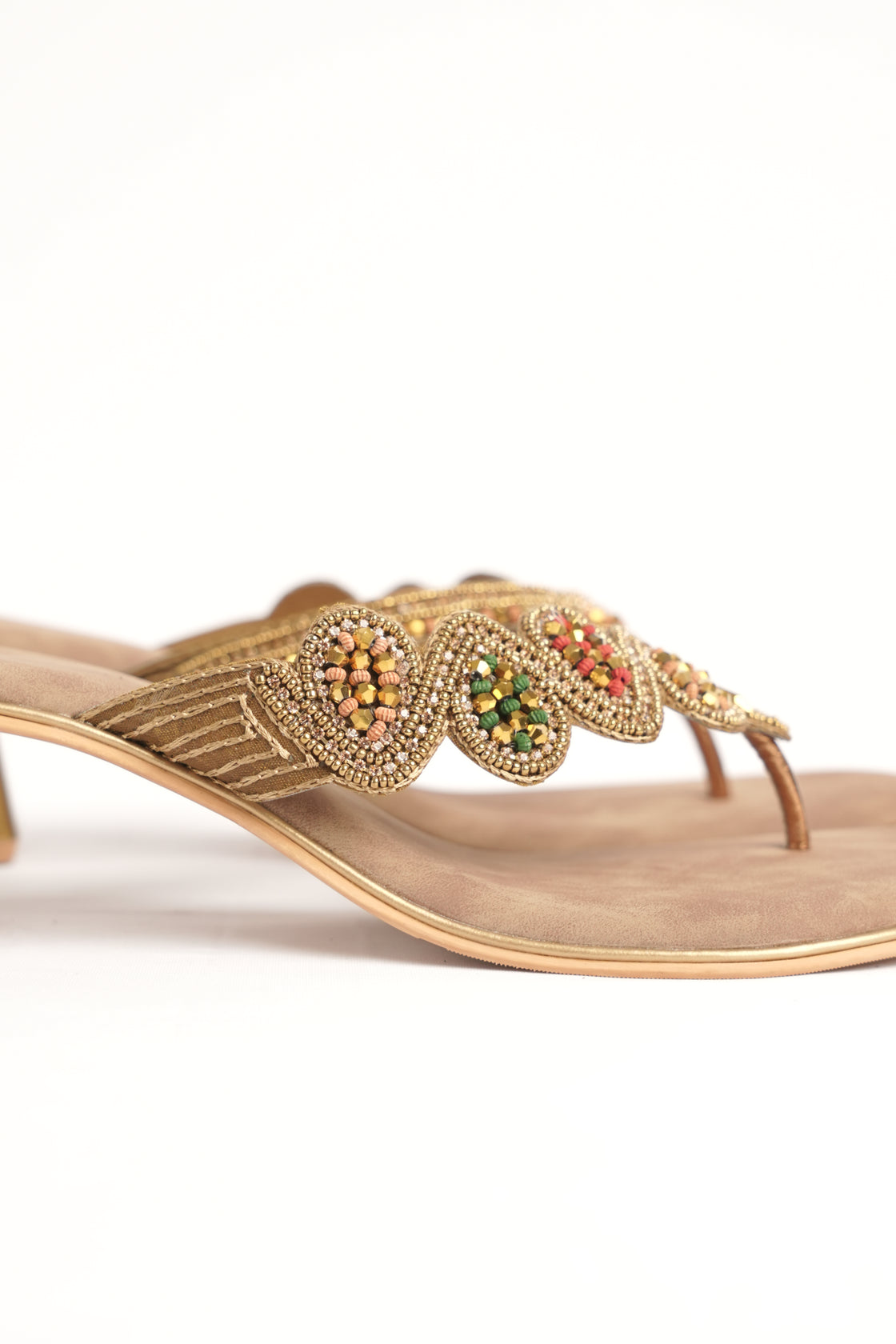 Beaded Block Heel Sandal