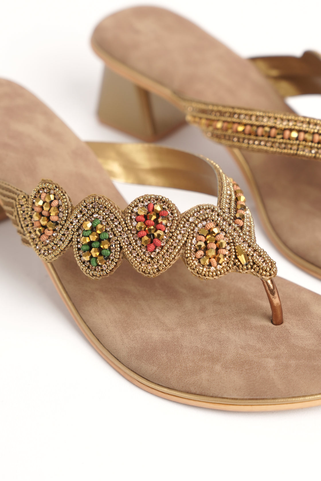 Beaded Block Heel Sandal