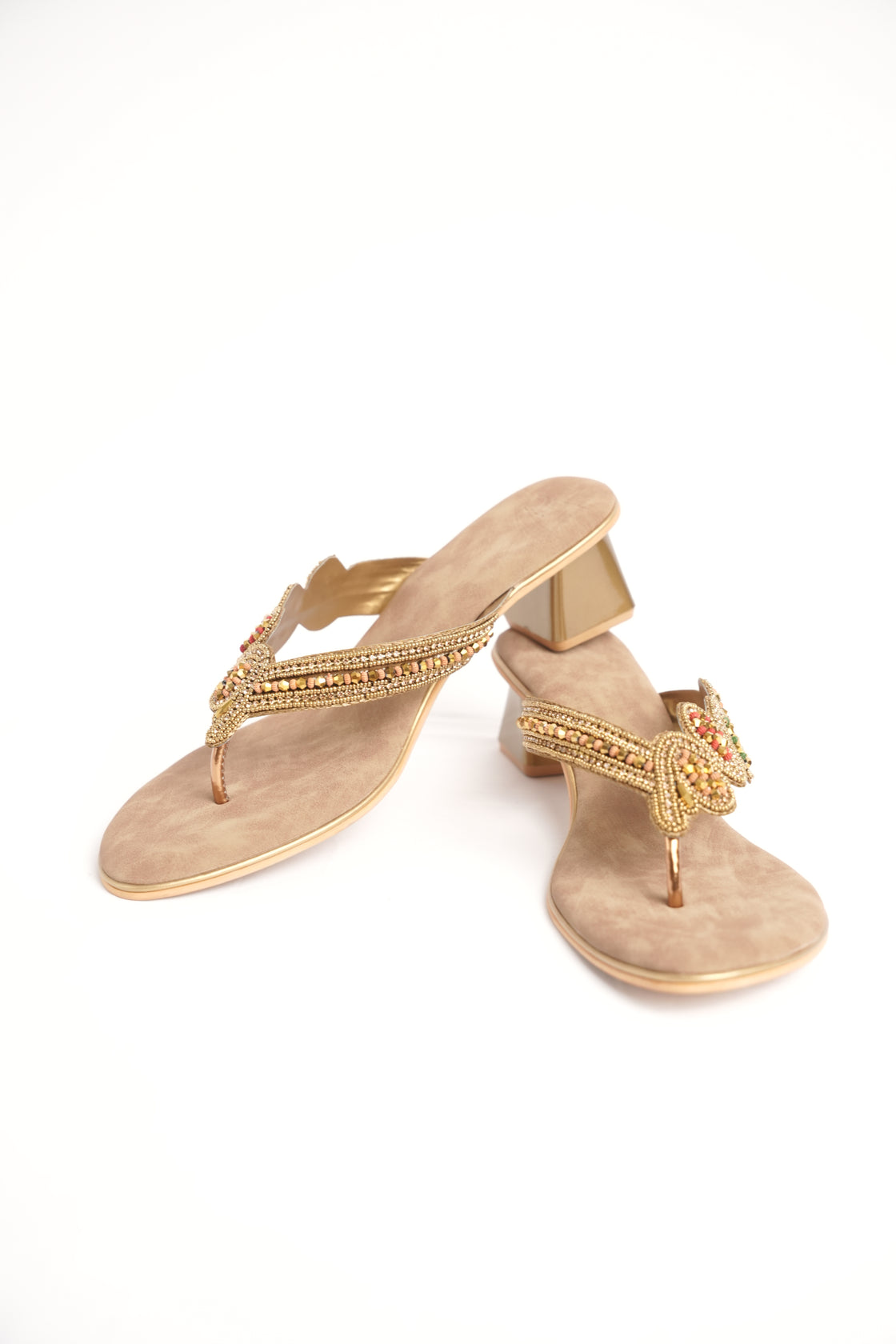 Beaded Block Heel Sandal