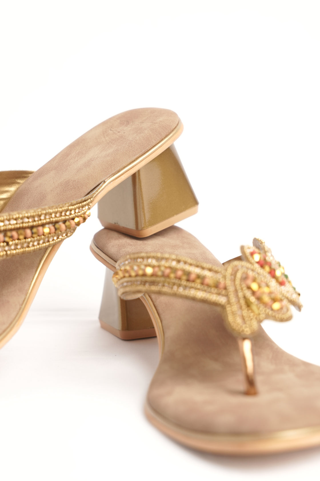 Beaded Block Heel Sandal