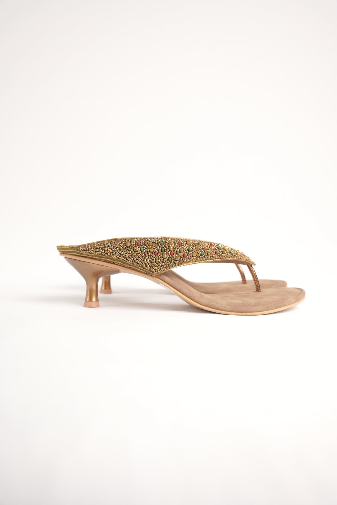 Beaded Kitten Heel Sandal