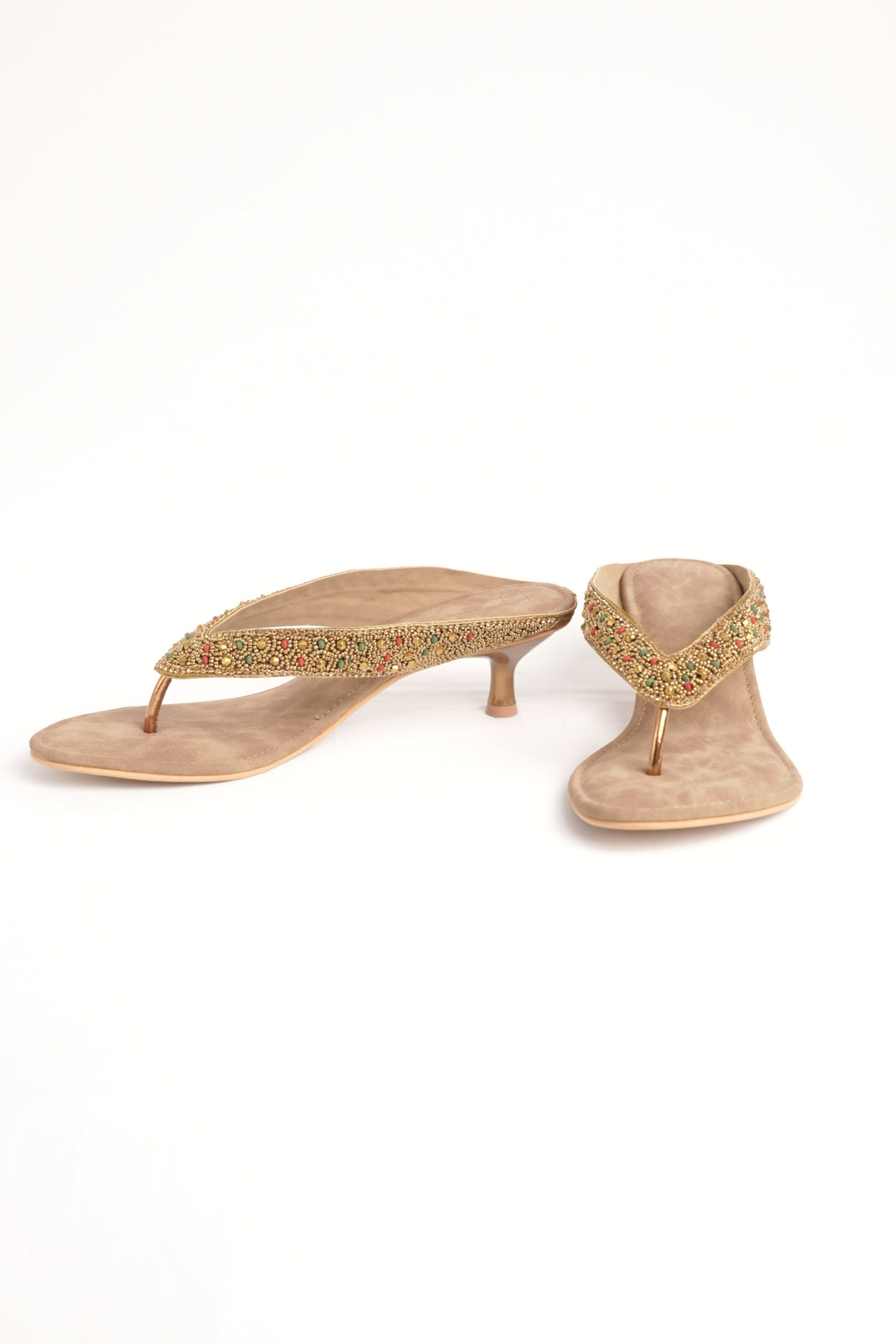 Beaded Kitten Heel Sandal