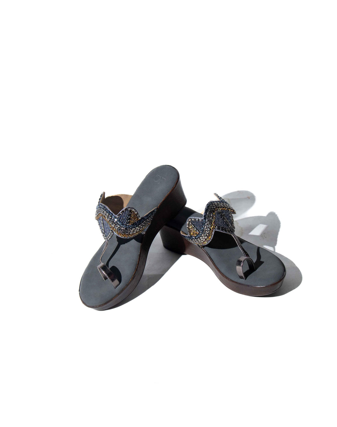 Sandal Wedge - Beaded Upper