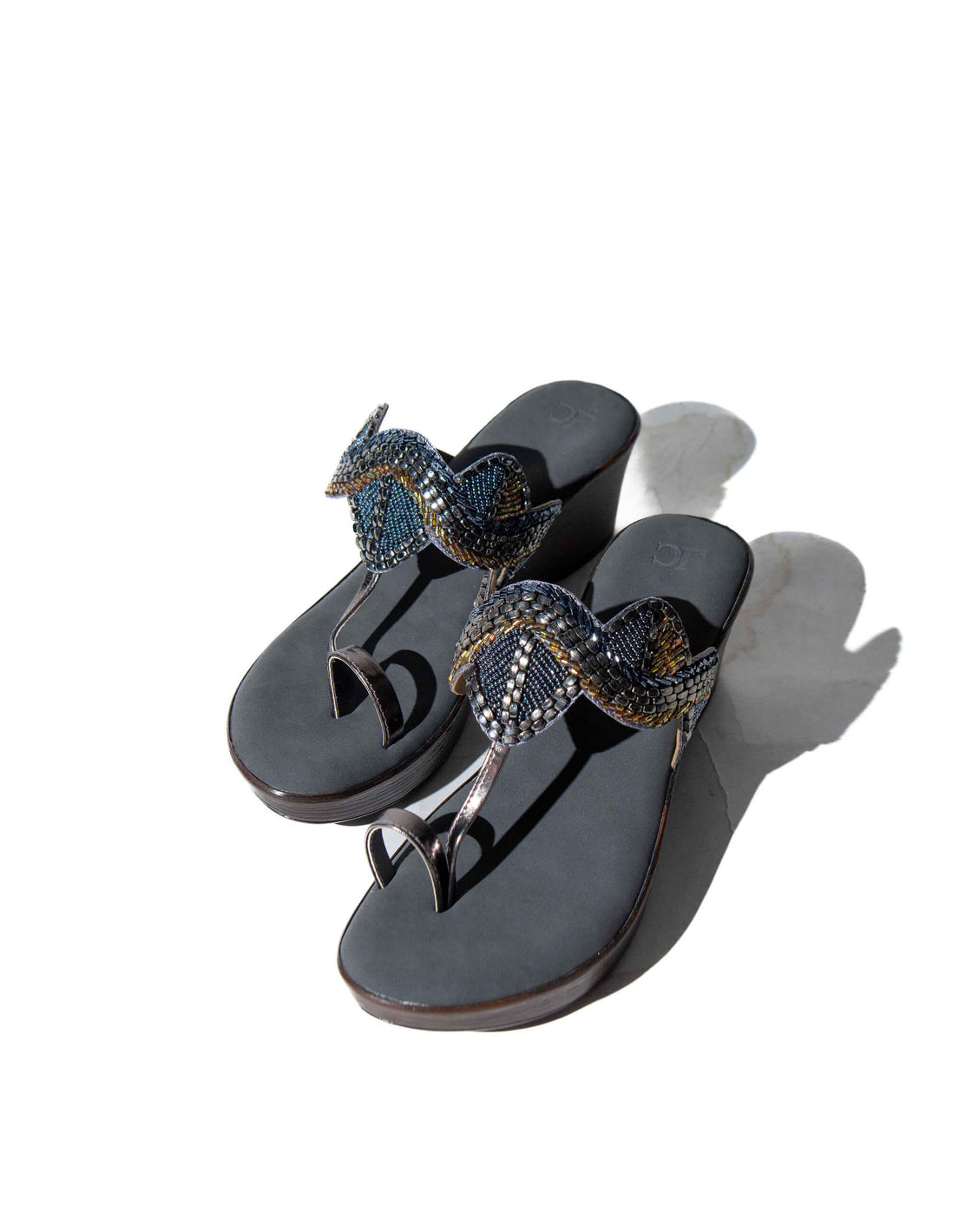 Sandal Wedge - Beaded Upper