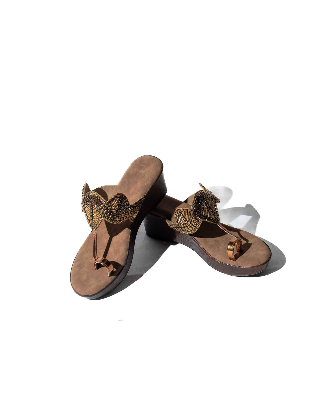 Sandal Wedge - Beaded Upper