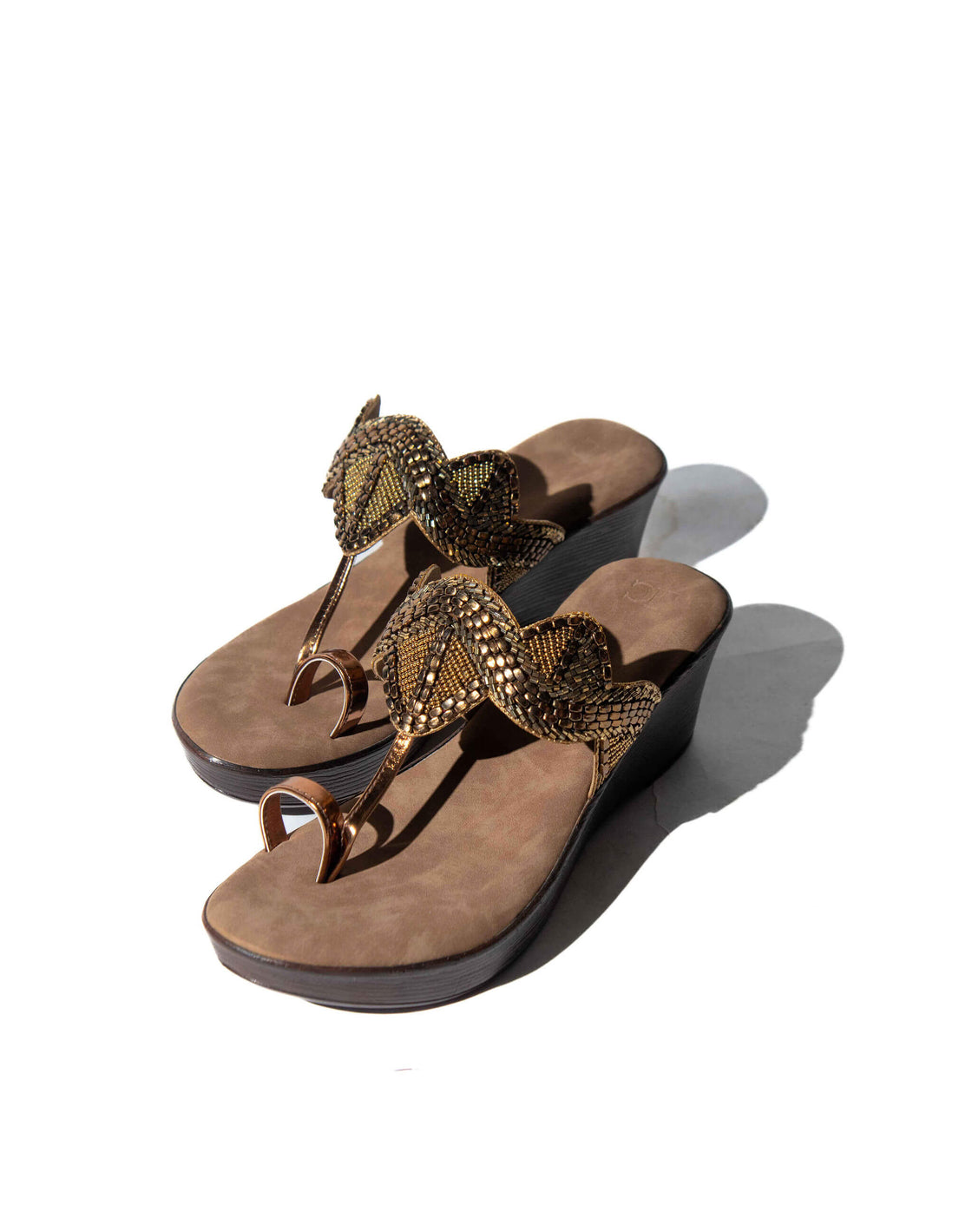 Sandal Wedge - Beaded Upper