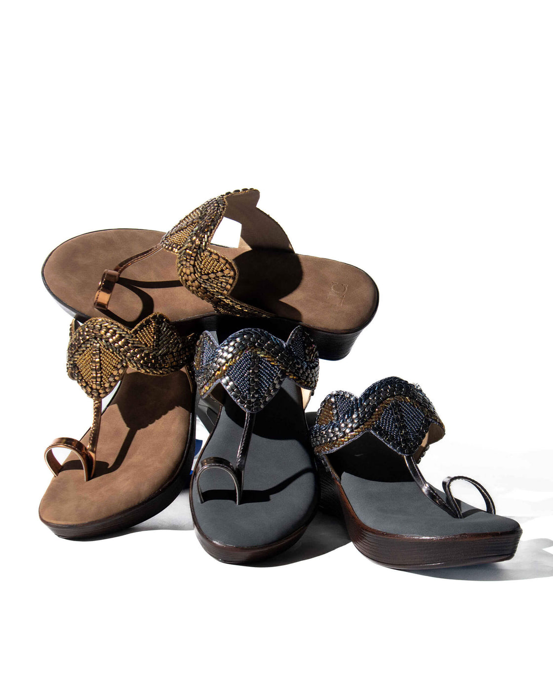 Sandal Wedge - Beaded Upper