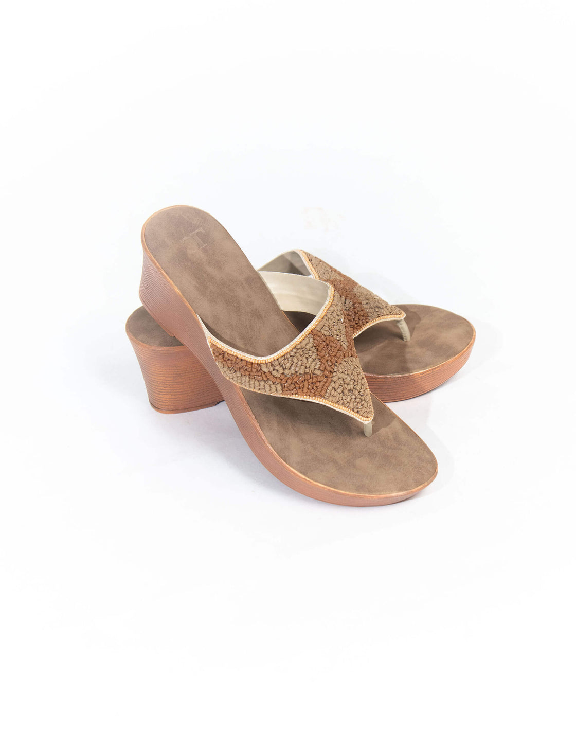 Mid wedge sandal - sequined upper
