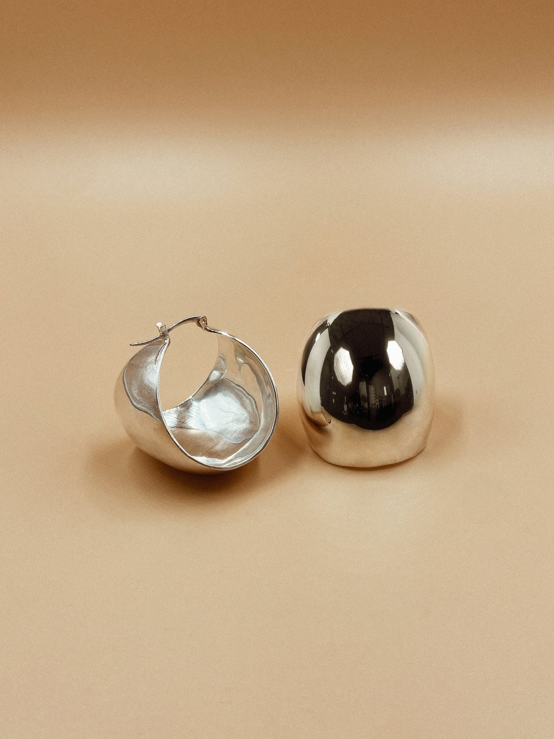 Medium Hisila Chunky Hoops in Silver Tone