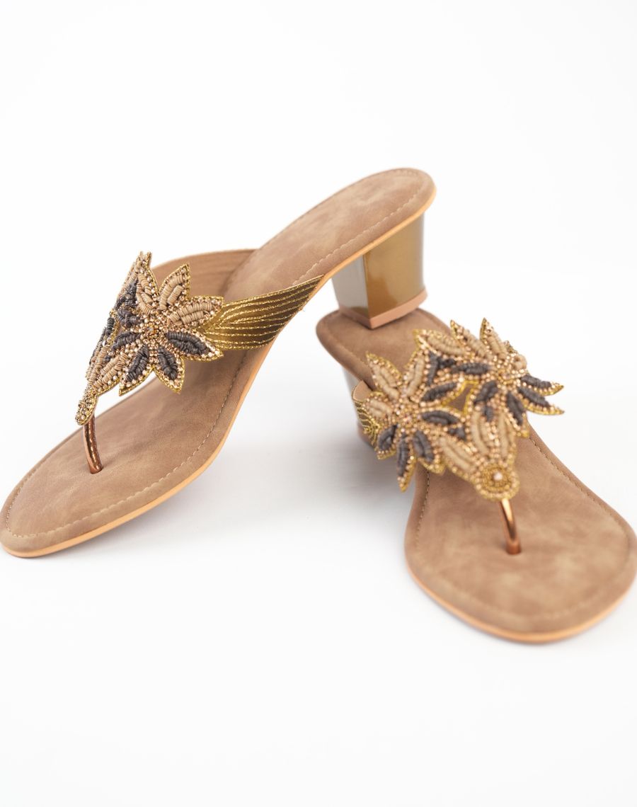 Midheel Sandal - Flower Sequin