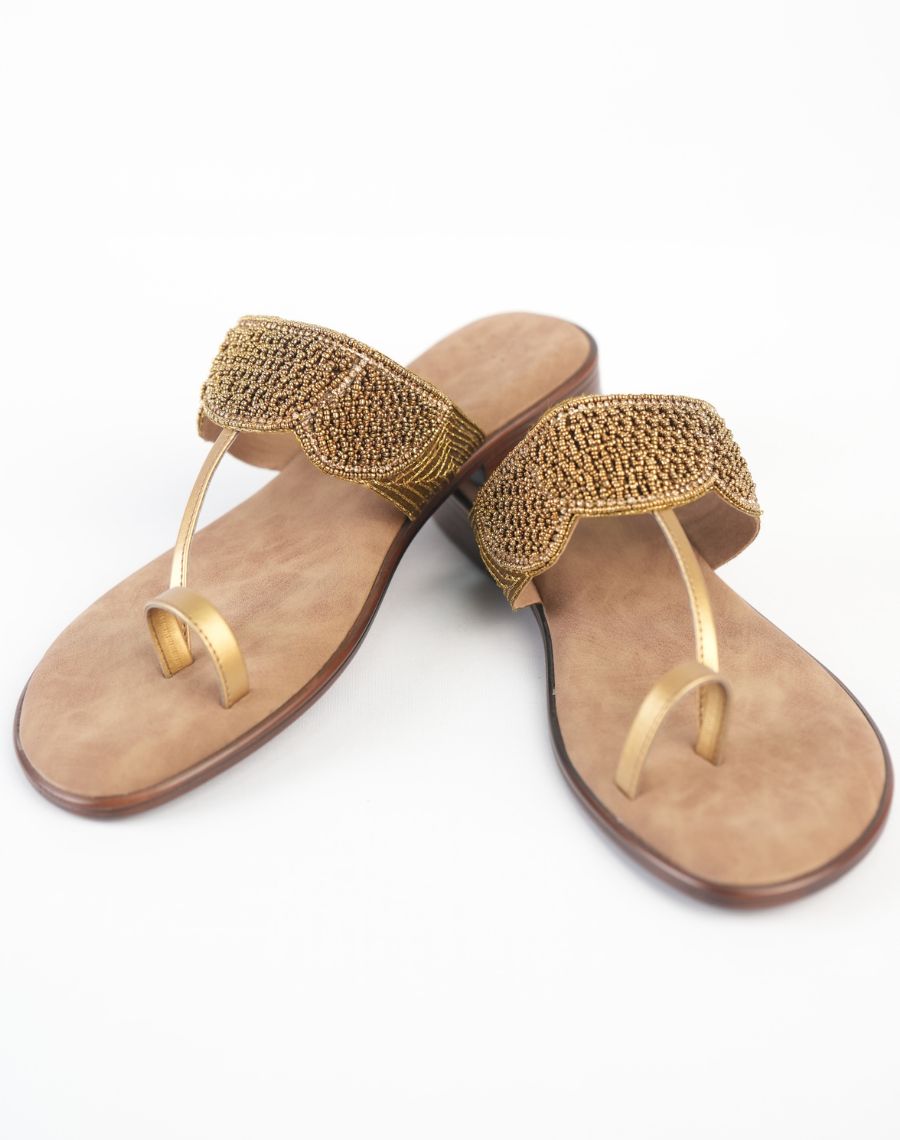 Sandal Flat - Sequin Toe Ring