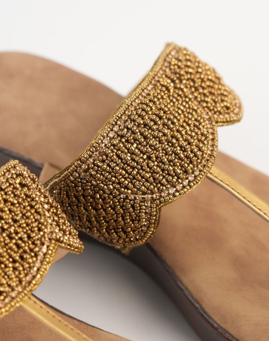 Midheel Sandal - Sequin Upper Toe Ring
