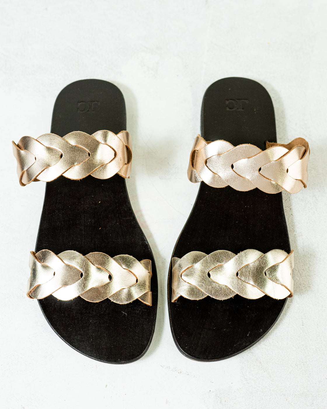 RIYA Shiny Double Strap Flat Sandal
