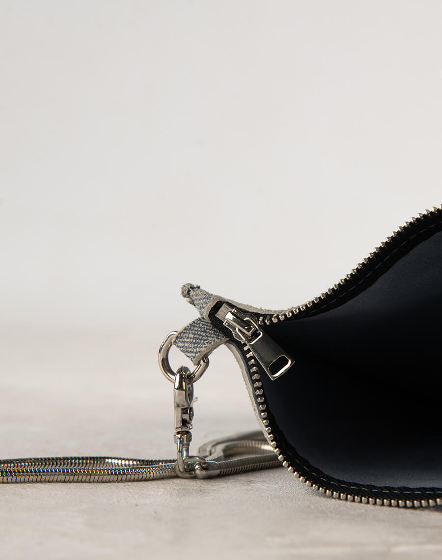 Mini Cross body Leather bag Denim printed