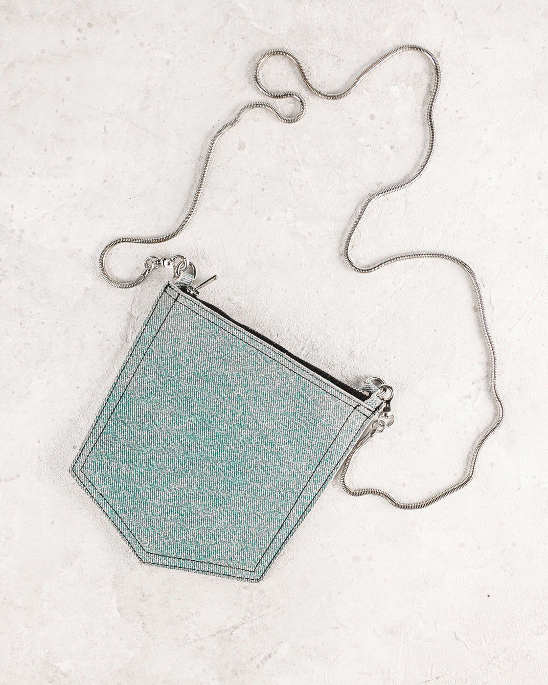 Mini Cross body Leather bag Denim printed