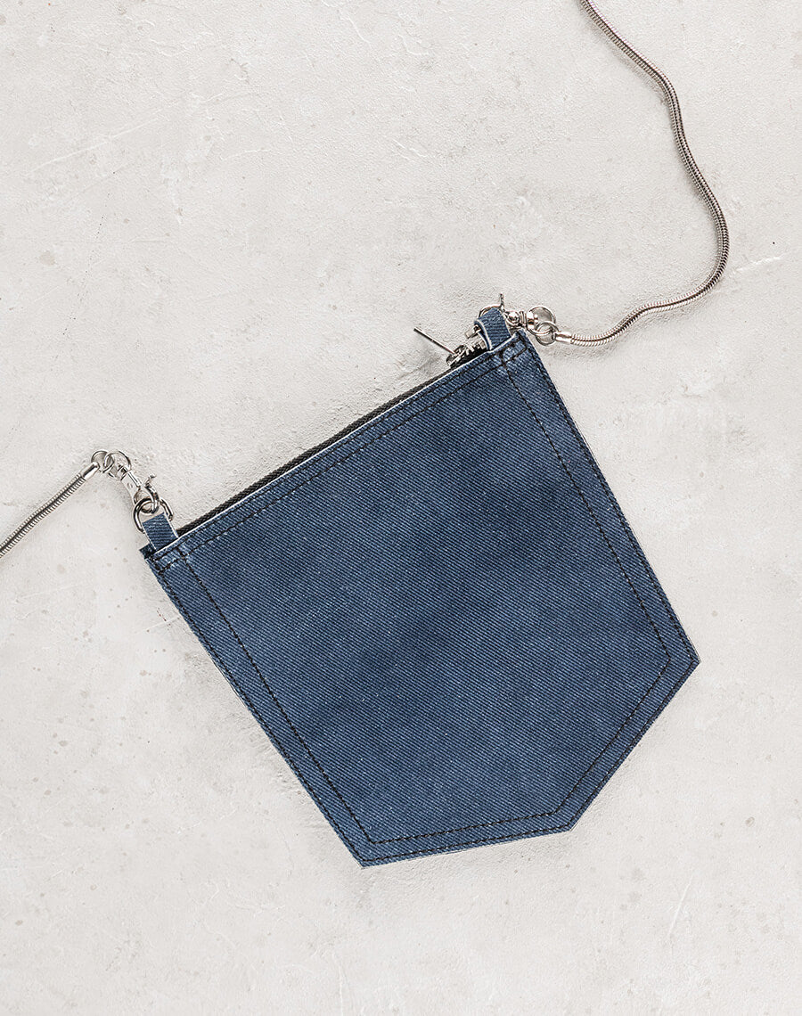 Mini Cross body Leather bag Denim printed